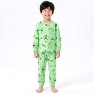 Elmo Boys Cotton Full Sleeves Pajama Set MCHAKKY - Green