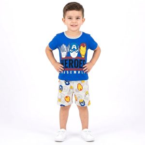 Heroes Boys Shorts Set - Blue Grey
