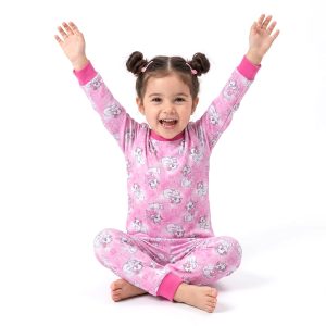 Marie Bow Girls Cotton Full Sleeves Pajama Set MCHAKKY - Pink