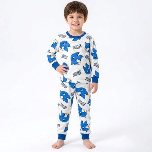 Sonic Rivals Boys Cotton Full Sleeves Pajama Set MCHAKKY - White