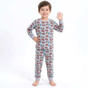 All Cars Boys Cotton Full Sleeves Pajama Set MCHAKKY - Grey