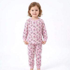 Cuppy Girls Cotton Full Sleeves Pajama Set MCHAKKY - Pink