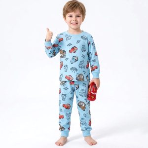 Cars Boys Cotton Full Sleeves Pajama Set MCHAKKY - Sky Blue