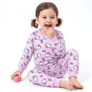 Marie Dots Girls Cotton Full Sleeves Pajama Set MCHAKKY - Purple