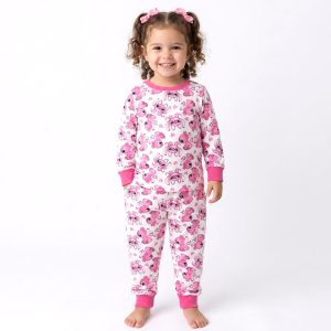 Angel Girls Full Sleeves Pajama Set MCHAKKY - White Pink