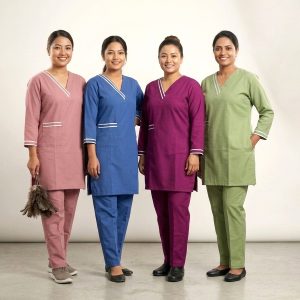 Pocket Uniforms Maid Kreb Punjabi يونيفورم كريب - Blue Green Purple Pink
