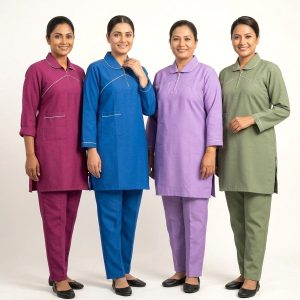 Zipper Uniforms Maid Kreb Punjabi يونيفورم كريب - Blue Green Purple Pink