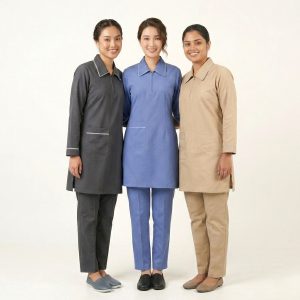 Zipper Pocket Uniforms Maid Kreb Punjabi يونيفورم كريب - Beige, Grey, Blue