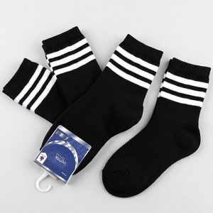 Strips Kids Socks 3 Pcs Set Ankle Cut - Black