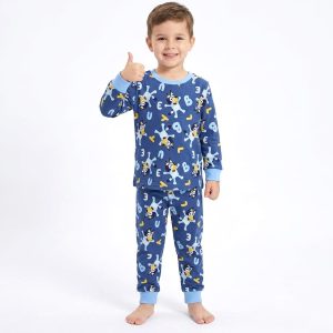 Bluey Boys Cotton Full Sleeves Pajama Set MCHAKKY - Blue