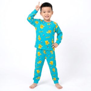Pikachu Boys Cotton Full Sleeves Pajama Set MCHAKKY - Sky Blue
