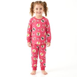Princess Floral Girls Full Sleeves Pajama Set MCHAKKY - Dark Pink