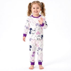 Naughty Mickey Girls Cotton Full Sleeves Pajama Set MCHAKKY - White