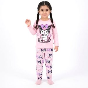 Love Kuromi Girls Full Sleeves Pajama Set KHAFIF - Pink