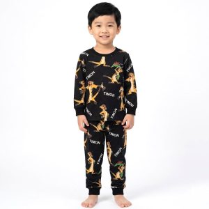 Timon Boys Cotton Full Sleeves Pajama Set MCHAKKY - Black