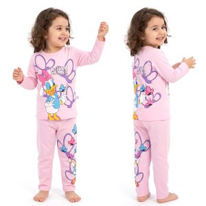 Daisy Butterfly Girls Full Sleeves Pajama Set KHAFIF - Pink