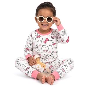 Kitty Music Girls Cotton Full Sleeves Pajama Set MCHAKKY - White