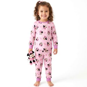 Bow Minnie Girls Full Sleeves Pajama Set MCHAKKY - Pink