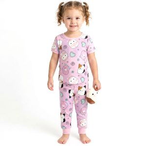Milk Floral Girls Half Sleeves Pajama Set - Pink