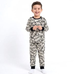 Marvel Text Boys Cotton Full Sleeves Pajama Set MCHAKKY - White