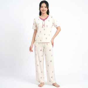 Fly Bow Ladies Pajama Set - White