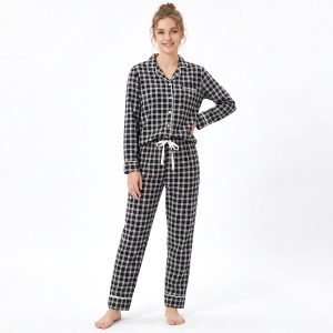 Checks Ladies Pajama Set - Black