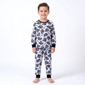 Monster Truck Boys Full Sleeves Pajama Set MCHAKKY - White