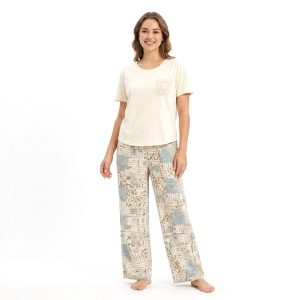 Texture Ladies Pajama Set - White