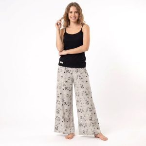 Floral Sleeveless Ladies Pajama Set - Black Grey