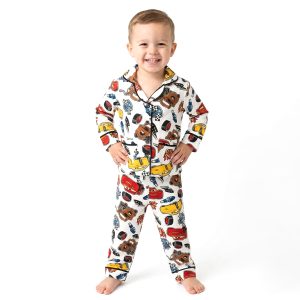Cars 95 Boys Front Open Pajama Set - White