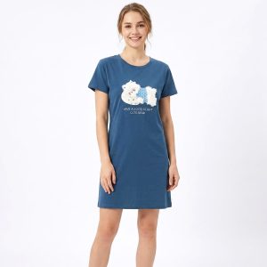 Cute Bear Ladies Dress - Blue