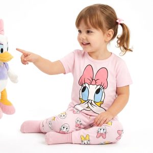 Shy Daisy Girls Half Sleeves Pajama Set - Pink