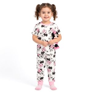 Sketch Minnie Girls Half Sleeves Pajama Set MCHAKKY - White