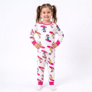 Surf Minnie Girls Full Sleeves Pajama Set MCHAKKY - White
