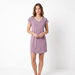 Plain Lace Ladies Dress - Purple