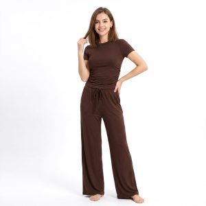 Plain Ladies Pajama Set - Brown