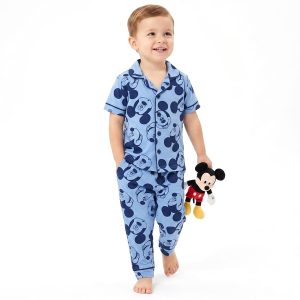 Mickey Face Boys Front Open Pajama Set - Blue