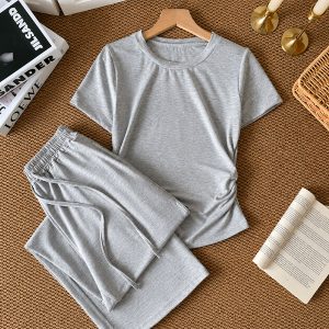 Plain Ladies Pajama Set - Grey
