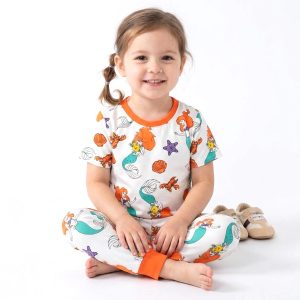 Mermaid Girls Half Sleeves Pajama Set MCHAKKY - White
