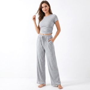 Plain Ladies Pajama Set - Grey