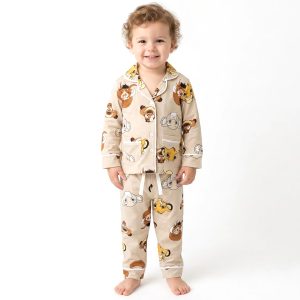 Lion King Boys Front Open Pajama Set - Brown