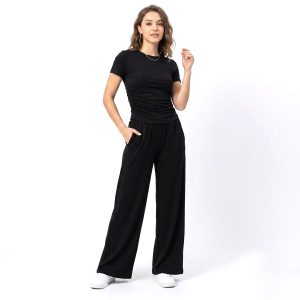 Plain Ladies Pajama Set -  Black