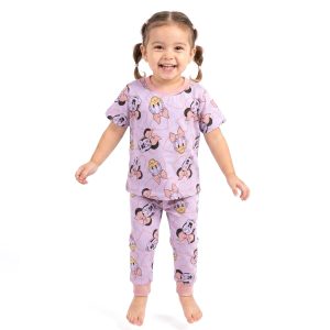 Daisy Minnie Love Girls Half Sleeves Pajama Set MCHAKKY - Purple