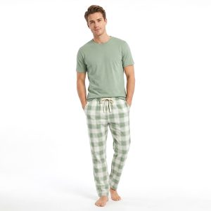 Checks Men's Pajama Set - Green