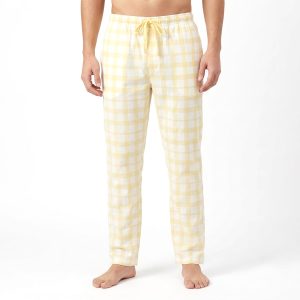 Checks Men's Cotton Pant - Yellow White