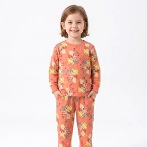Winnie Girls Full Sleeves Pajama Set MCHAKKY - Orange
