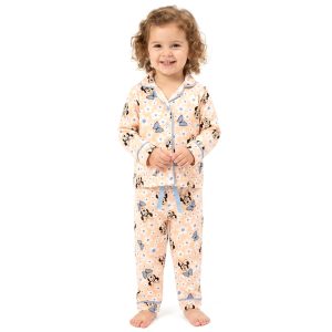 Minnie Butterfly Girls Front Open Pajama Set - Pink