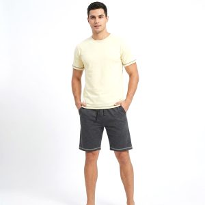 Plain Men's Shorts Set - Cream Grey