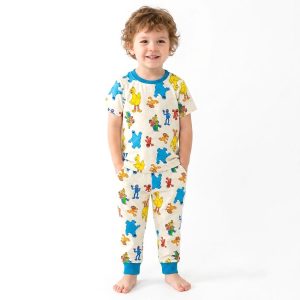 Hello Cartoon Boys Half Sleeves Pajama Set MCHAKKY - White