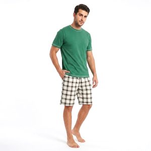Checks Men's Shorts Set - Light Green